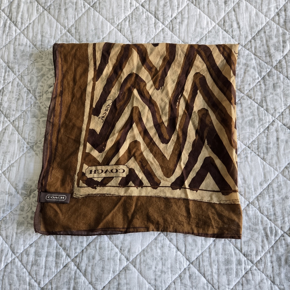 Coach Brown and Cream Chevron Scarf